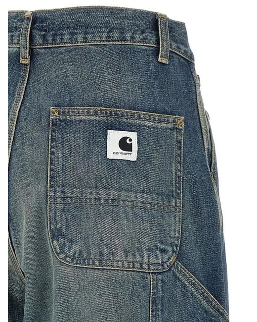 Carhartt Blue Wide Leg Single Knee Denim Trousers