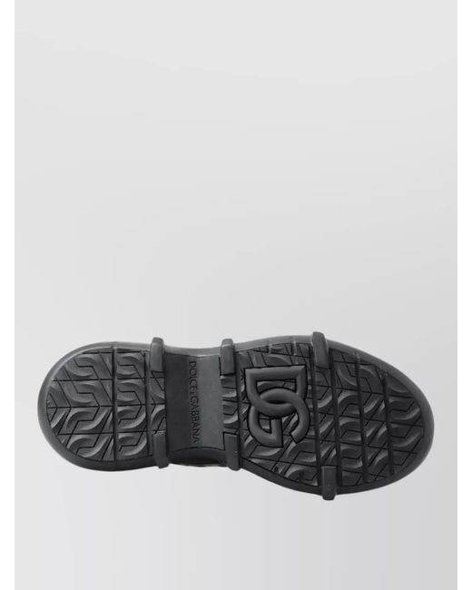 Dolce & Gabbana Black Leather Quilted Ankle Hi-Top Sneakers for men
