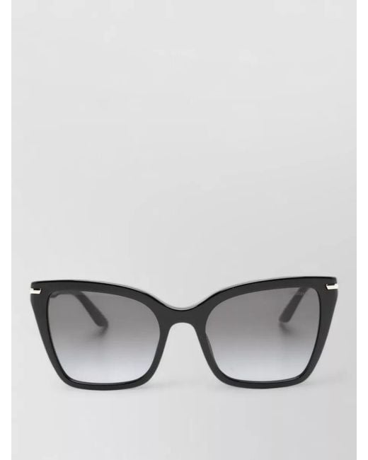 Emporio Armani Gray Cat Eye Sunglasses Embellished Metal Accents Tinted