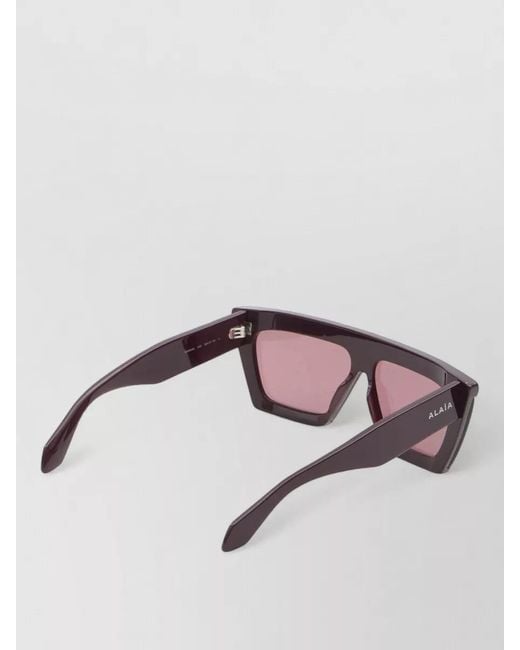 Alaïa Pink Rectangular Mask Sunglasses Thick Frame Design