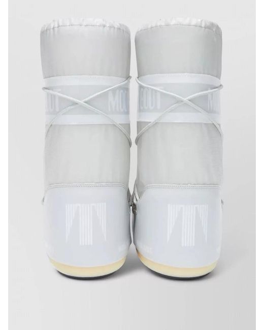 Moon Boot White Icon High Top Nylon Boots Rubber Sole