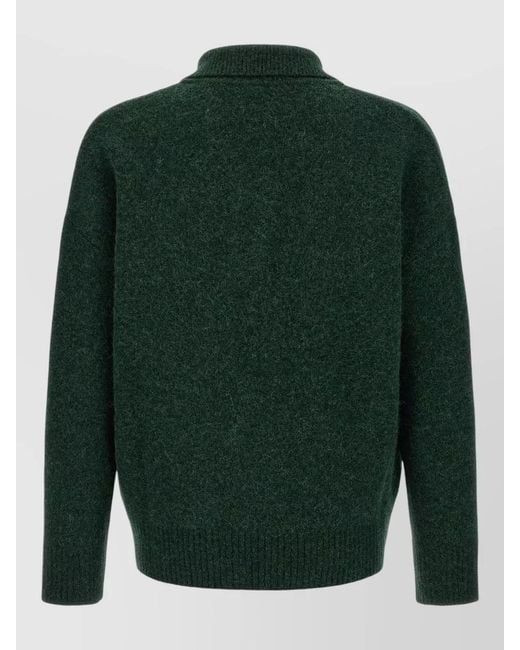 AMI Green Ami De Coeur Long Sleeve Knit Polo for men