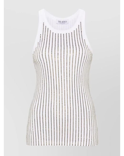 The Attico Women's White Racerback Ribbed Embellished Sleeveless Top