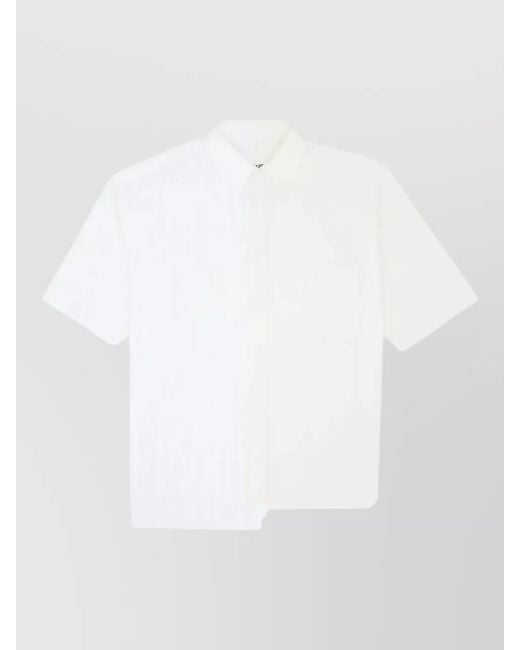 MM6 by Maison Margiela White Cotton Short-Sleeve Textured Insert Shirt for men