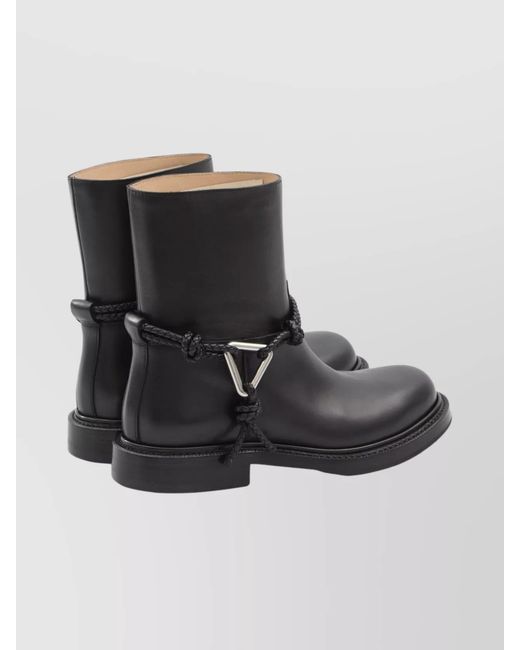 Bottega Veneta Black Calfskin Leather Ankle Boots
