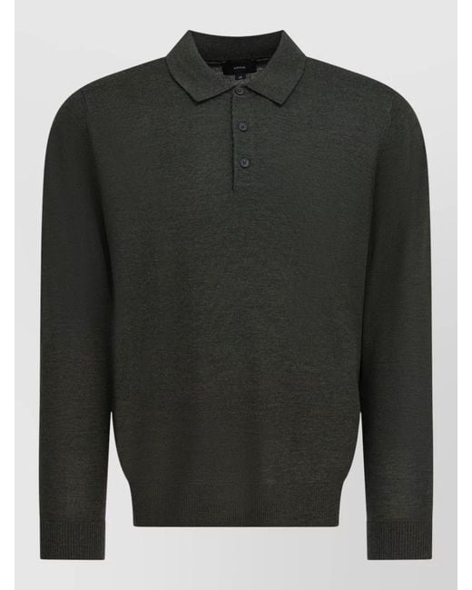 Vince Gray Merino Wool Long Sleeve Polo Sweater for men
