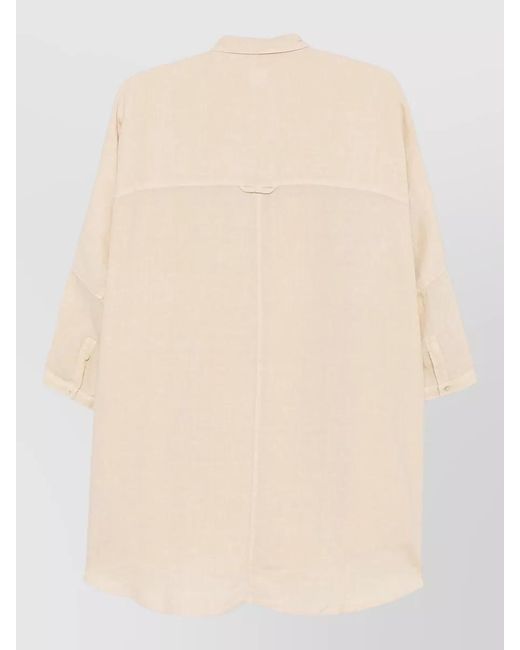120% Lino Natural Linen Shirt Long Sleeves Breathable Collar