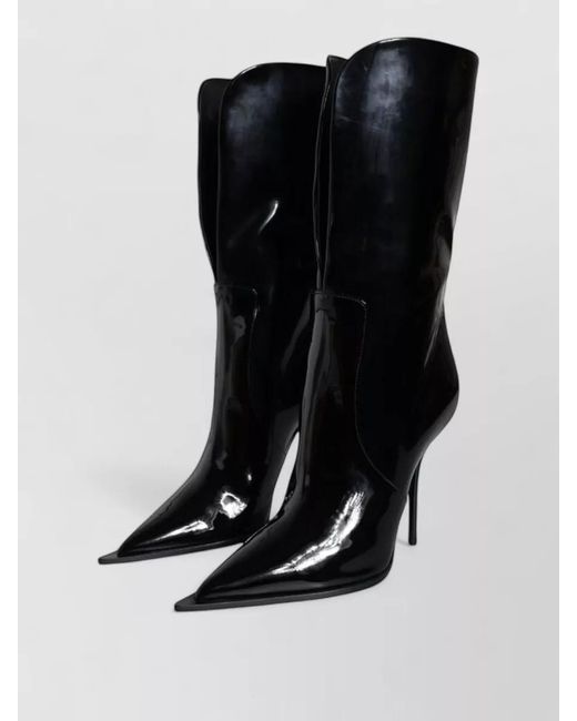 Dolce & Gabbana Black Patent Leather Mid-Calf Boots
