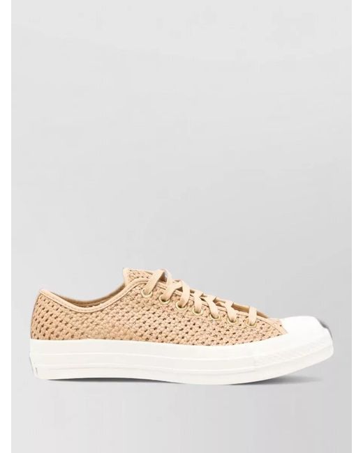 Converse Natural Lace Up Low Top Woven Sole Sneakers