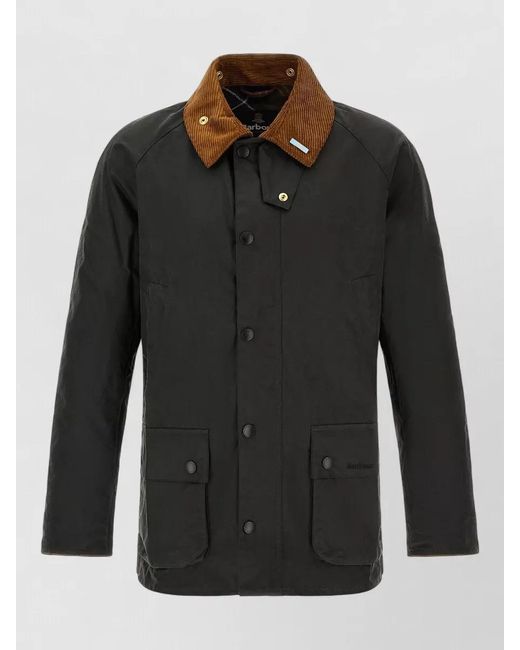 Barbour Black Ashby Icons Water Resistant Jacket Corduroy Collar for men