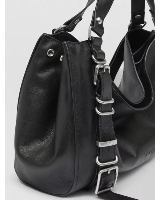 DIESEL Black Medium Leather Shoulder Bag