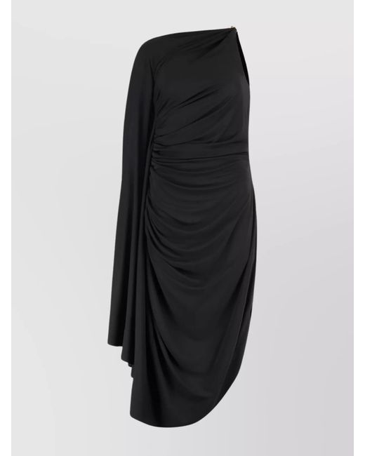 Bottega Veneta Black Draped One-Shoulder Mini Dress