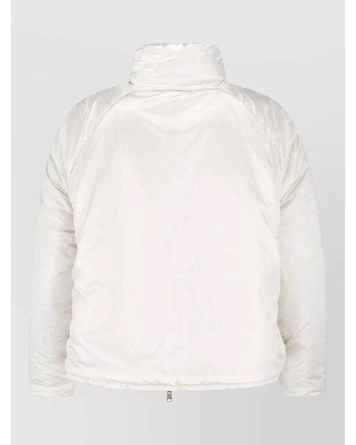 Herno Natural High Collar Casual Coat Contrast Fabric