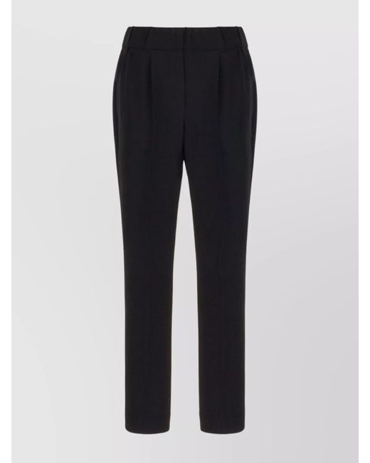 Brunello Cucinelli Blue Silk Blend Tapered Trousers