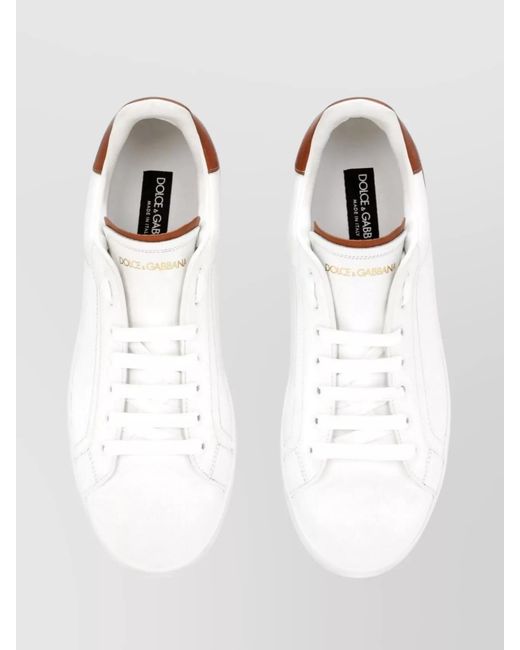 Dolce & Gabbana White Leather Portofino Low-Top Sneakers for men