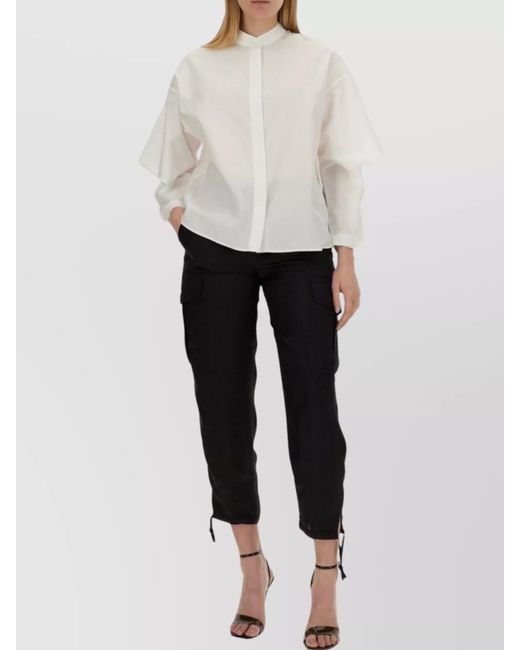 Aspesi White Cargo Pants Featuring Drawstring Hem