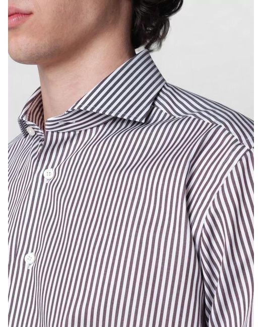Xacus Gray Shirt Button Down Collar Stripes for men