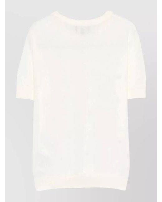Emporio Armani White Knit Top Crew Neck Short Sleeves