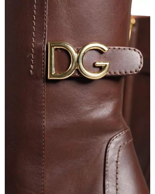 Dolce & Gabbana Brown Leather Mid-Calf Boots