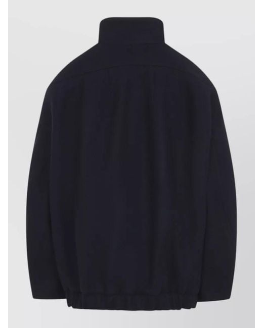 Dries Van Noten Blue Voles Wool Blend Structured Collar Jacket
