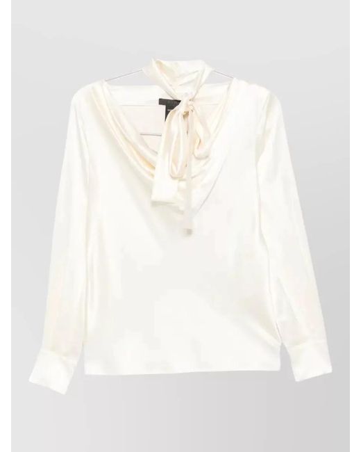 Max Mara White Silk Neck Scarf Blouse