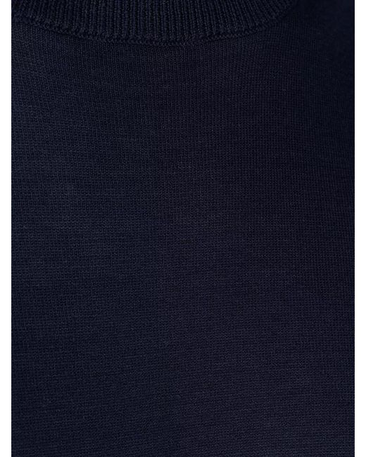 Paolo Pecora Blue Crew Neck Knitwear Long Sleeves Ribbed Trims for men
