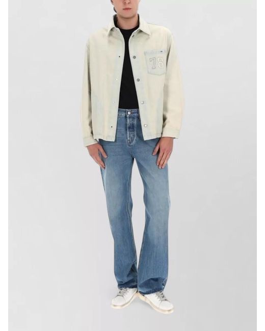 Golden Goose Deluxe Brand Natural Denim Jacket Chest Pocket Embroidery for men