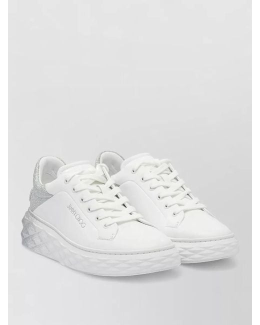 Jimmy Choo White Diamond Maxi F Ii Lace Up Sneakers
