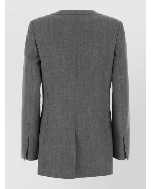 Moschino Gray Wool Blazer Tailored Notched Lapels Front Pockets