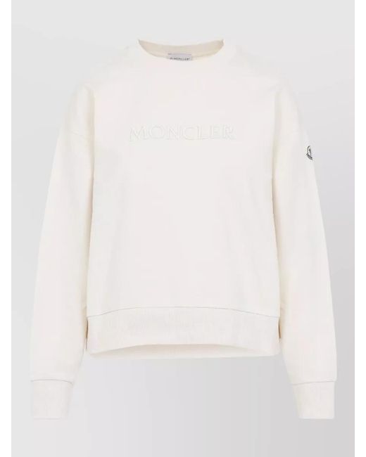 Moncler White Cotton Logo-Embroidered Sweatshirt