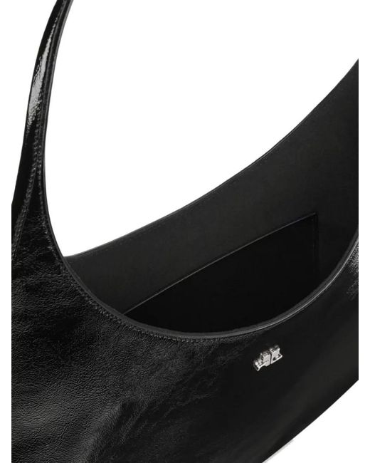 Courreges Black Curved Shape Shoulder Bag Smooth Finish