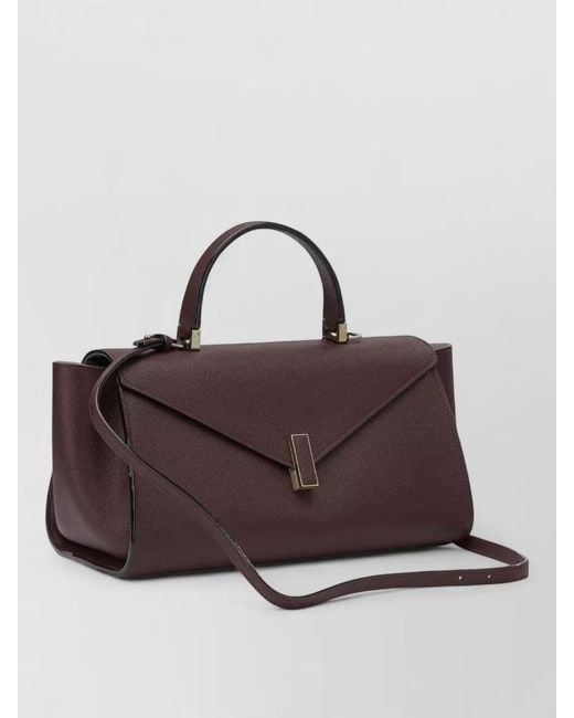 Valextra Purple Iside Editor Medium Top Handle Shoulder Bag