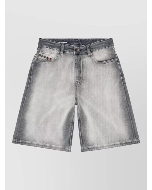 DIESEL Gray Denim Shorts Faded Wash Belt Loops Pockets