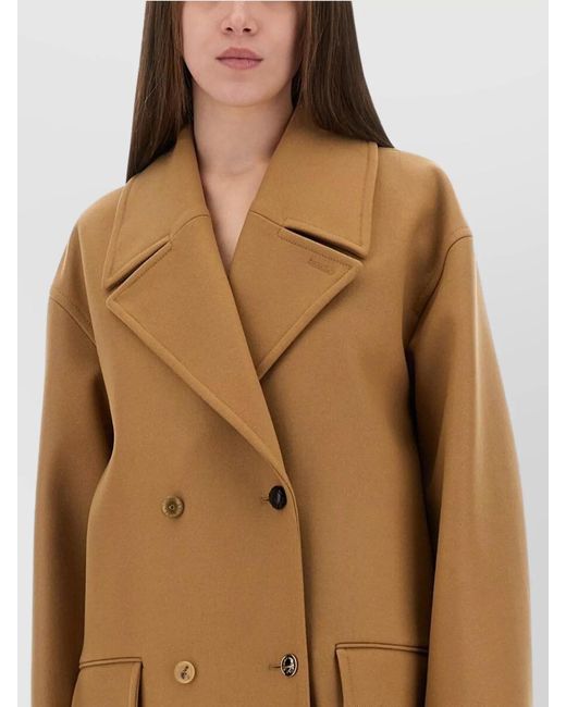 Moschino Natural Double-Breasted Coat