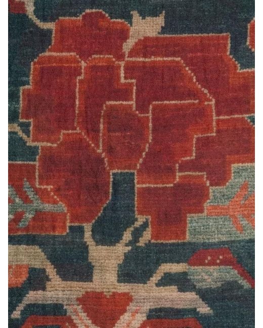 Pierre Louis Mascia Multicolor Cashmere Scarf Floral Print Geometric Border