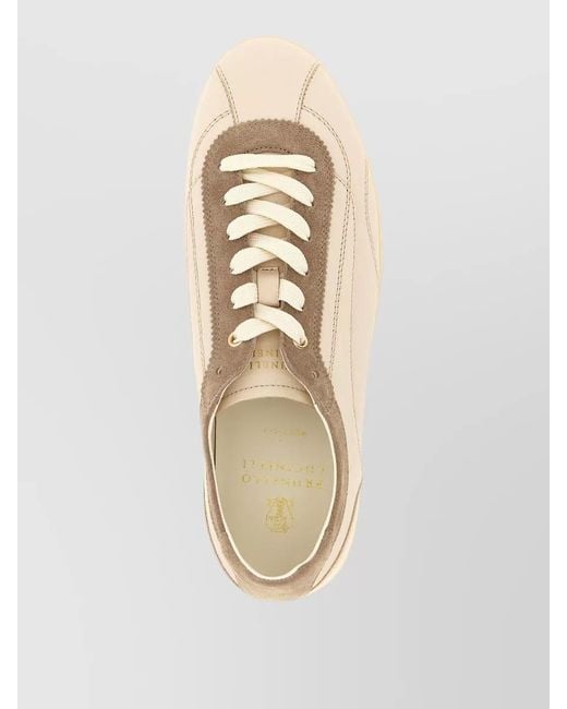 Brunello Cucinelli Natural Slim Low Top Leather Lace Up Sneakers for men