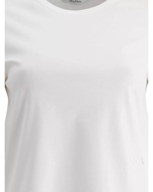 Max Mara White Crew Neck Short Sleeves Soft Fabric Tops