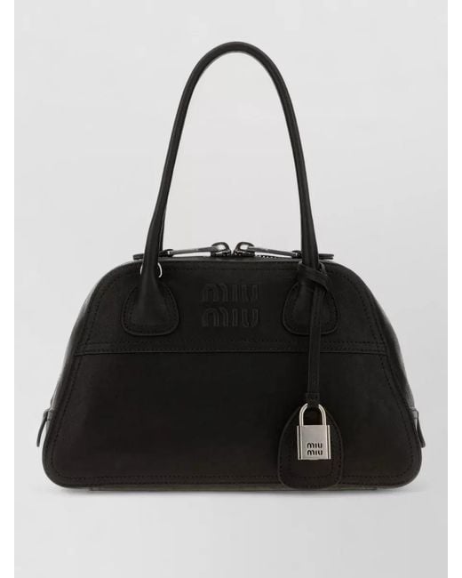 Miu Miu Black Vivant Leather Clutch Bag Adjustable Strap