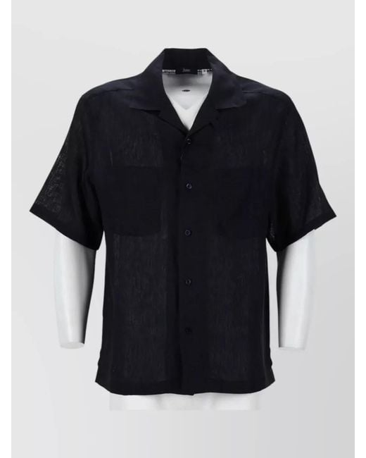 Herno Black Short Sleeve Collared Shirt Chest Pockets for men