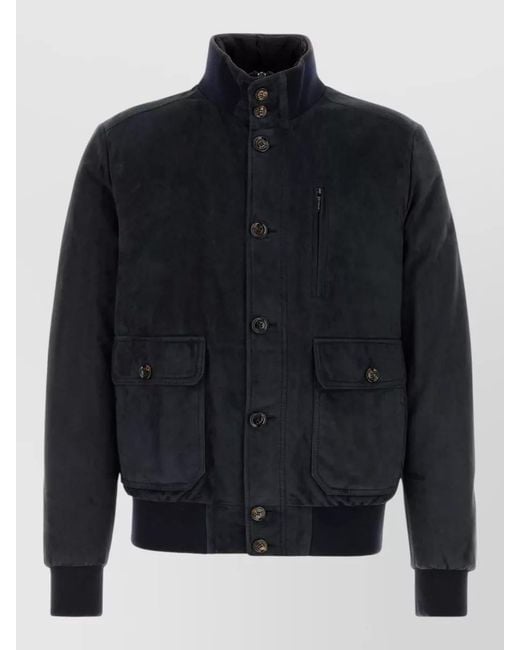 Moorer Blue Suede Down Padded Coat for men