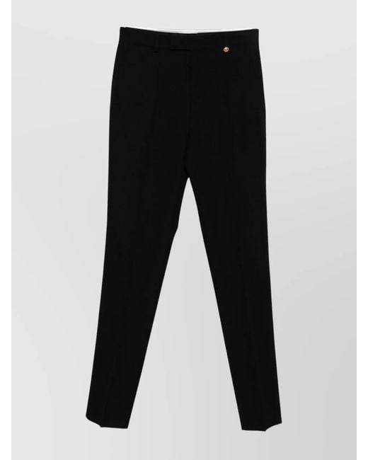 Versace Black Virgin Wool Straight-Leg Tailored Trousers for men