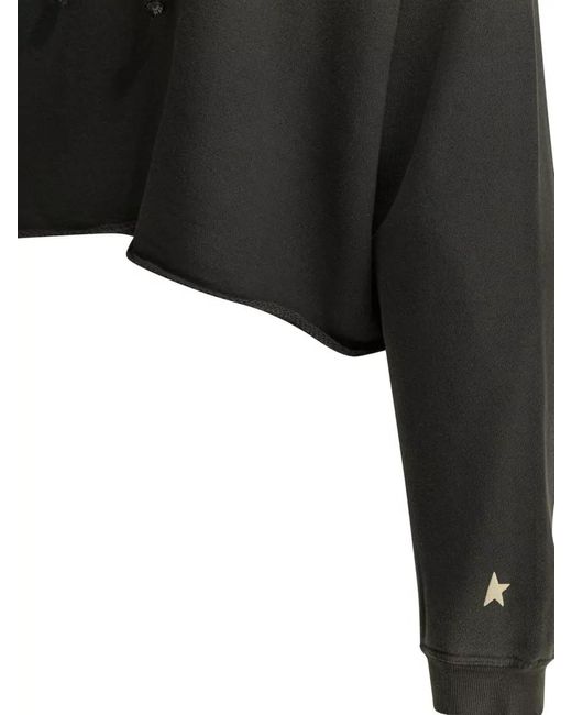 Golden Goose Deluxe Brand Black Cropped Oversized Cotton Hoodie