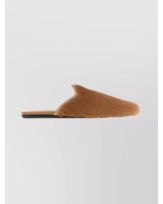 Prada White Soft Calf Hair Flat Slippers