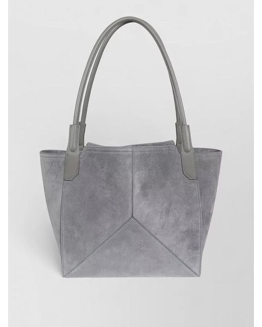 Victoria Beckham Gray Soft Mini Tote Bag Geometric Design