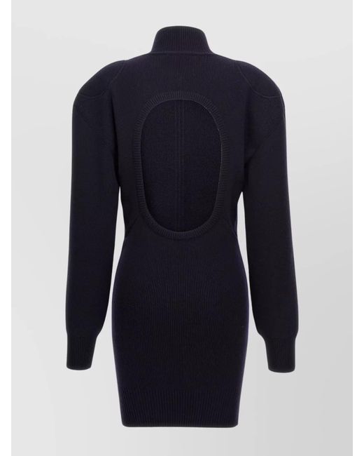 Stella McCartney Blue Wool Knit Knee-Length Dress