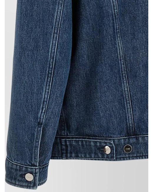 Fendi Blue Ff Selleria Denim Jacket Long Sleeves for men