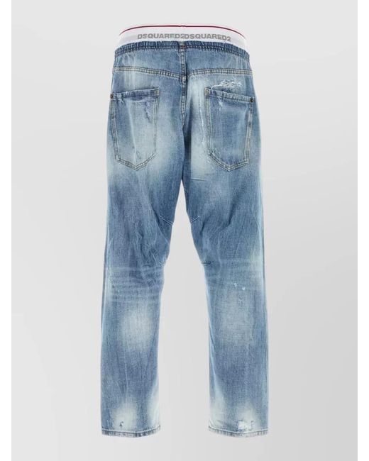 DSquared² Blue Denim Kawaii Jeans Distressed Elastic Waistband for men