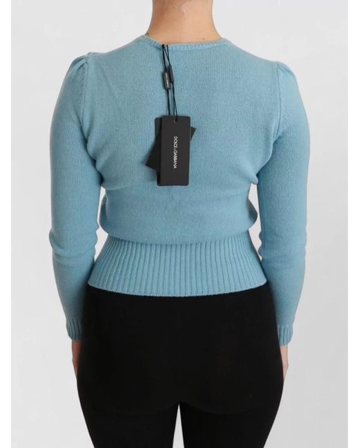 Dolce & Gabbana Blue Wool Slim-Fit Pullover Sweater