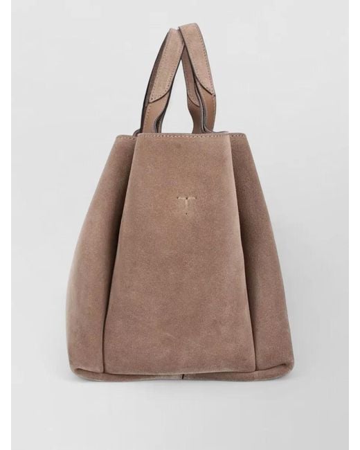 Tod's Brown Suede Tote Bag Adjustable Strap Top Handles