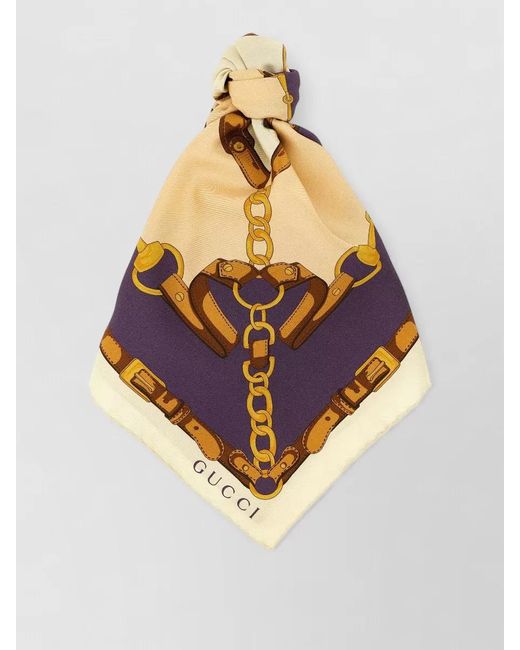 ネギっちさん専用 GUCCI archive y2k 金 ロゴ レトロ モード Gucci Morsetto Silk Square Chain Print Scarf in Metallic | Lyst